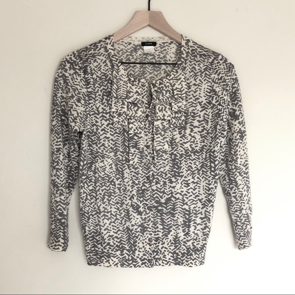 💋J. crew wool ruffle cardigan sweater small